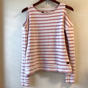 Roxy High Sun Cold Shldr striped Sweater. Small.